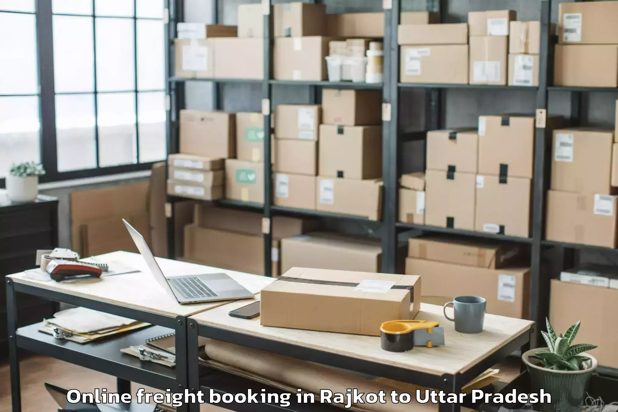 Expert Rajkot to Bareli Airport Bek Online Freight Booking